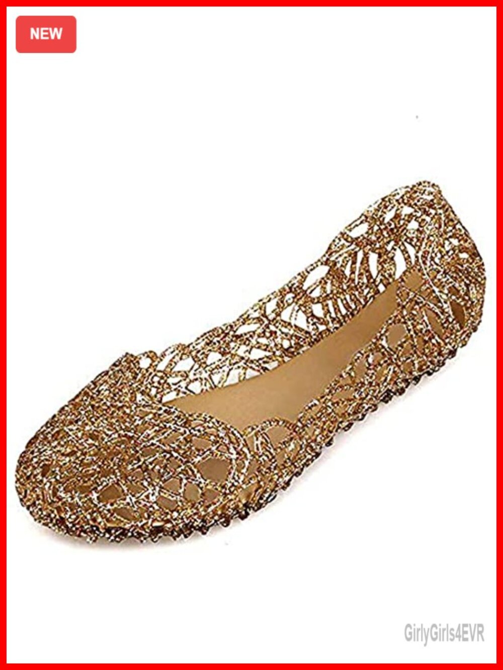Super Soft Glittery Jelly Slip On Hollow Out Flat Sandals